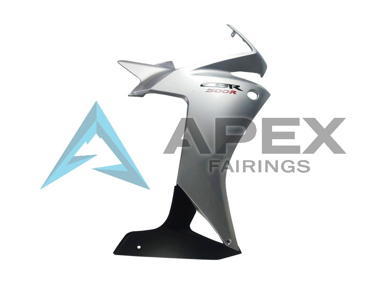 Silver Glossy Black - Honda CBR500R (2013-2015) ABS Fairings | Apex Fairings — view 4