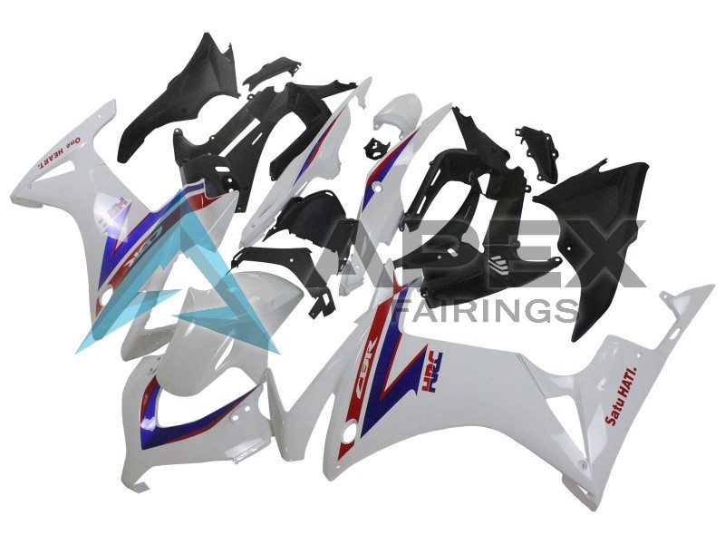 White Red Blue HRC - Honda CBR500R (2013-2015) ABS Fairings | Apex Fairings — view 3