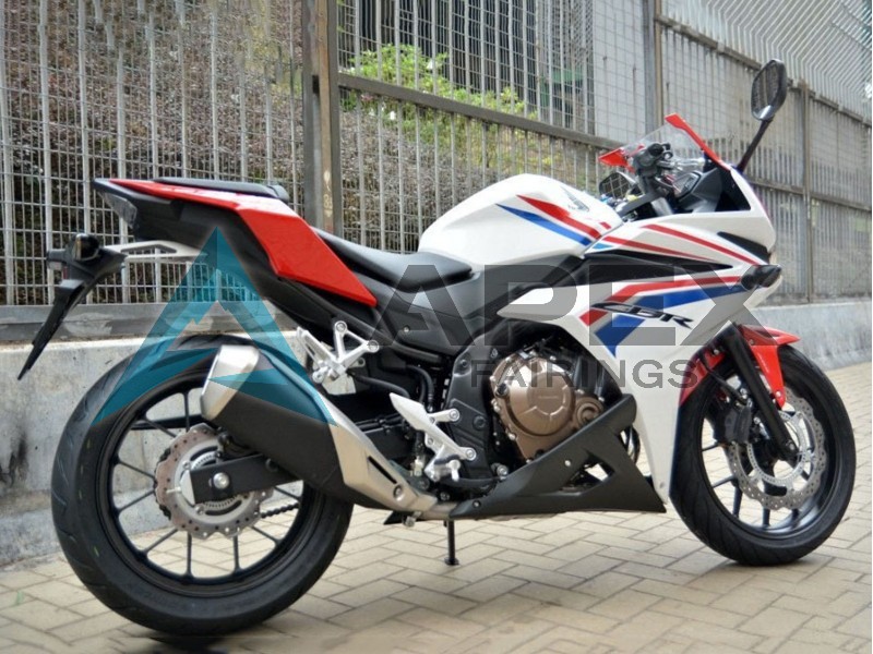 White Red Blue Matte Black - Honda CBR500R (2016-2018) ABS Fairings | Apex Fairings — view 2