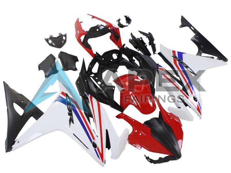 White Red Blue Matte Black - Honda CBR500R (2016-2018) ABS Fairings | Apex Fairings — view 3