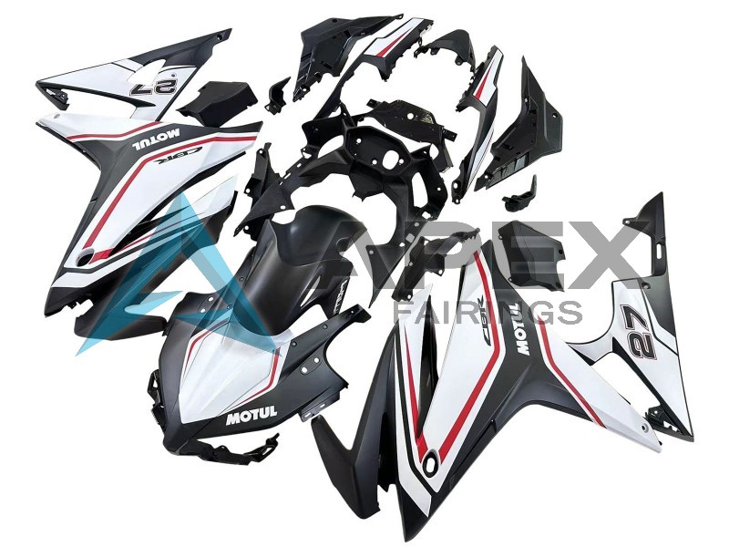 White Red Matte Black - Honda CBR500R (2016-2018) ABS Fairings | Apex Fairings — view 2
