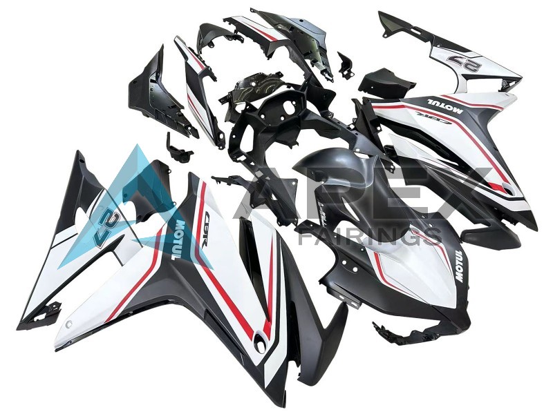 White Red Matte Black - Honda CBR500R (2016-2018) ABS Fairings | Apex Fairings — view 3