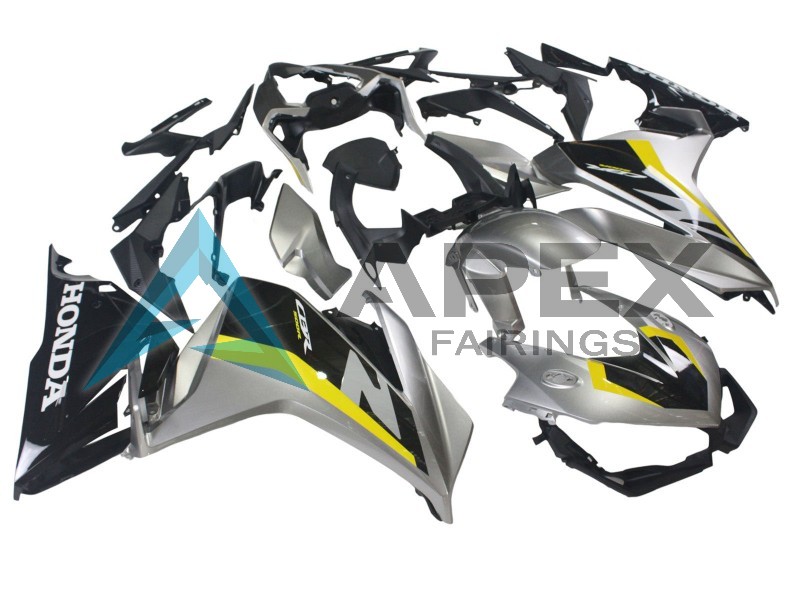Silver Yellow Glossy Black - Honda CBR500R (2019-2023) ABS Fairings | Apex Fairings — view 3