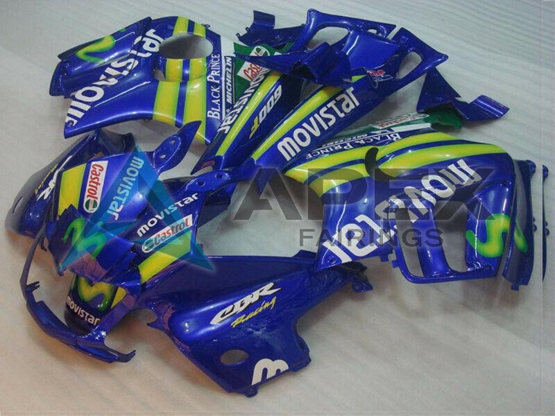 Blue Green Yellow MoviStar Red Castrol - Honda CBR600 F3 (1995-1996) ABS Fairings | Apex Fairings — view 2