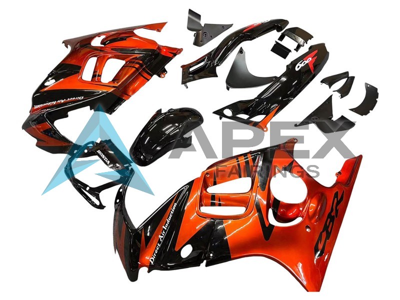 Orange Glossy Black - Honda CBR600 F3 (1995-1996) ABS Fairings | Apex Fairings — view 3