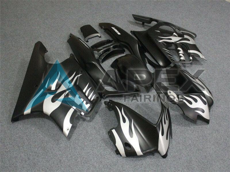 White Matte Black Flame - Honda CBR600 F3 (1995-1996) ABS Fairings | Apex Fairings — view 3