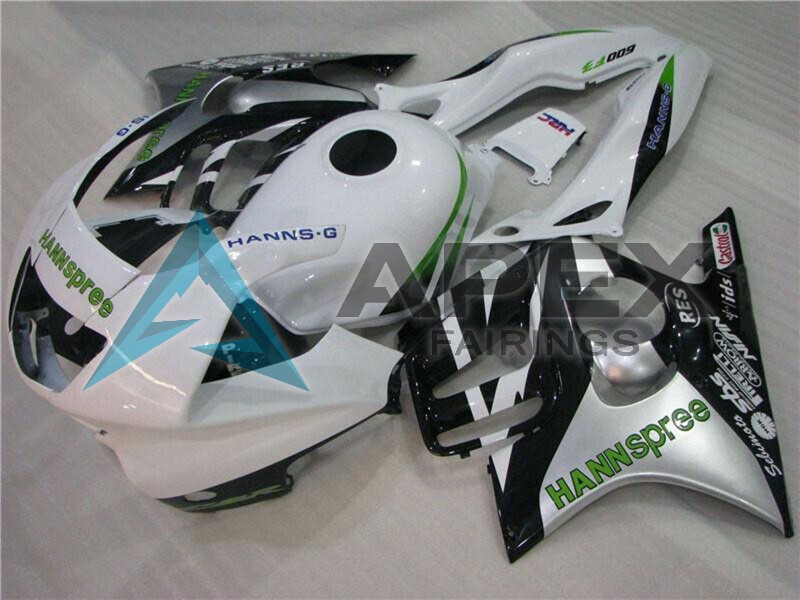 White Silver Green Hannspree - Honda CBR600 F3 (1995-1996) ABS Fairings | Apex Fairings — view 2