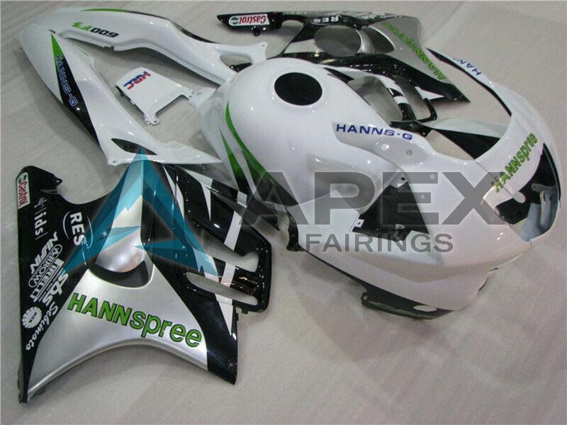 White Silver Green Hannspree - Honda CBR600 F3 (1995-1996) ABS Fairings | Apex Fairings — view 3