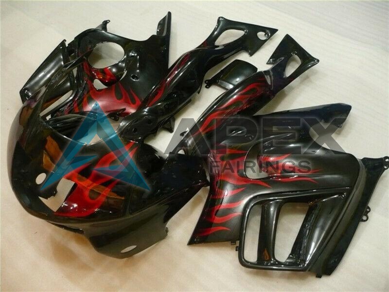 Glossy Black Red Flame - Honda CBR600 F3 (1995-1996) ABS Fairings | Apex Fairings — view 2