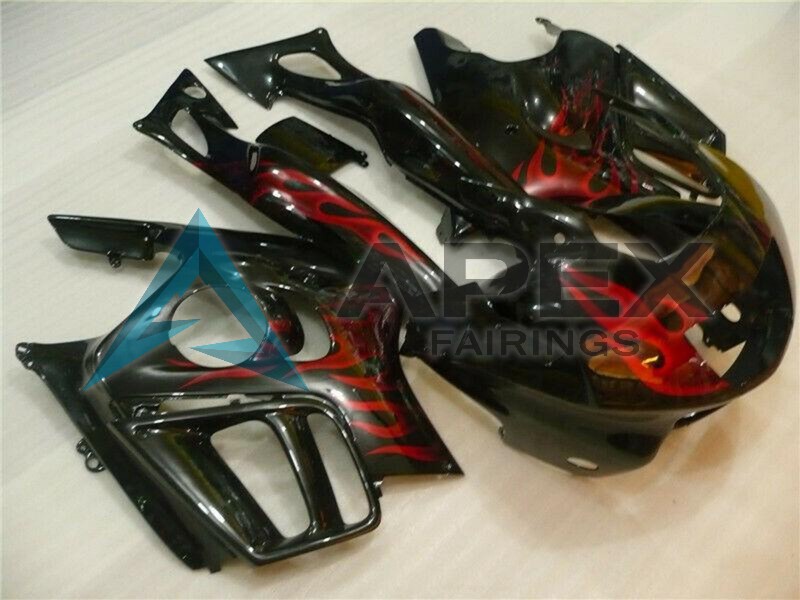 Glossy Black Red Flame - Honda CBR600 F3 (1995-1996) ABS Fairings | Apex Fairings — view 3