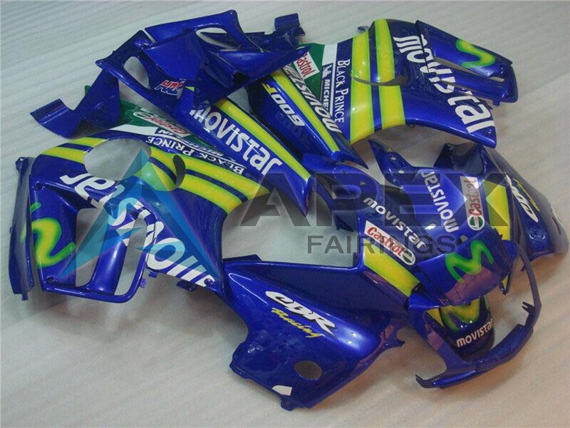 Blue Green Yellow MoviStar Red Castrol - Honda CBR600 F3 (1997-1998) ABS Fairings | Apex Fairings — view 3