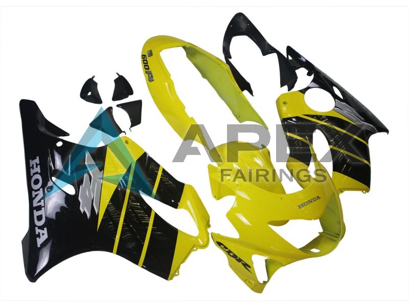 Yellow Glossy Black - Honda CBR600 F4 (1999-2000) ABS Fairings | Apex Fairings — view 2