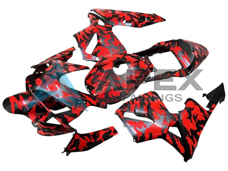 Black Red Grey Camouflage - Honda CBR600RR (2003-2004) ABS Fairings | Apex Fairings — view 3