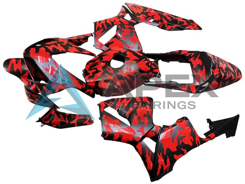 Black Red Grey Camouflage - Honda CBR600RR (2003-2004) ABS Fairings | Apex Fairings — view 4