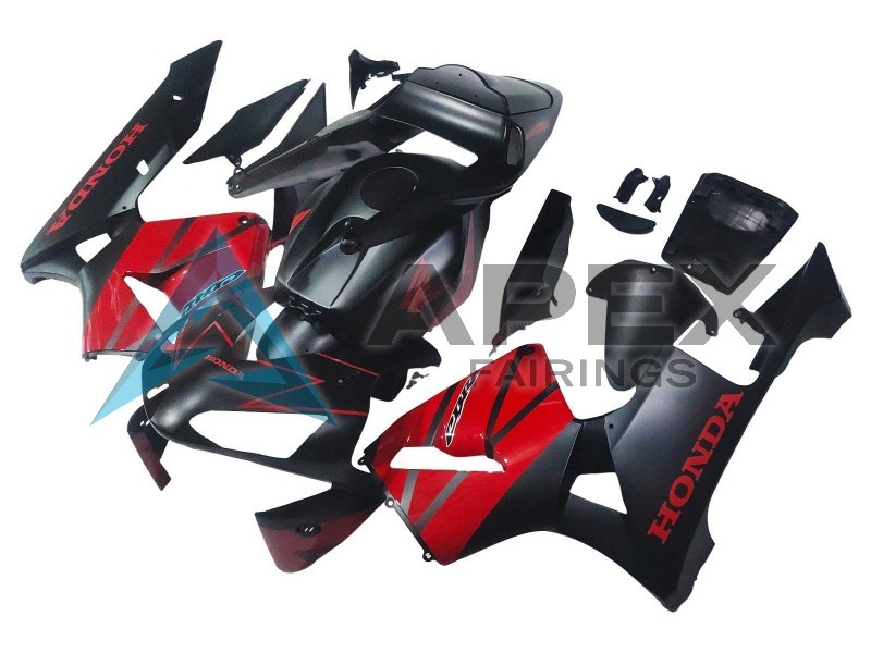 Red Glossy Black Matte Black - Honda CBR600RR (2003-2004) ABS Fairings | Apex Fairings — view 3