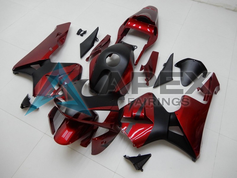 Red Matte Black Stripe - Honda CBR600RR (2003-2004) ABS Fairings | Apex Fairings — view 2