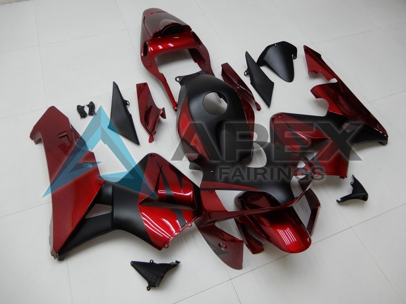 Red Matte Black Stripe - Honda CBR600RR (2003-2004) ABS Fairings | Apex Fairings — view 3