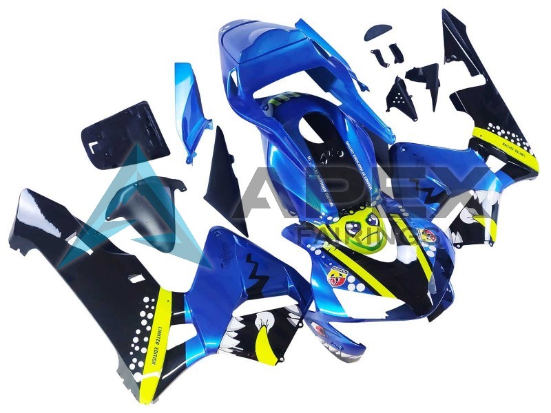Blue Neon Yellow Glossy Black Shark - Honda CBR600RR (2003-2004) ABS Fairings | Apex Fairings — view 2