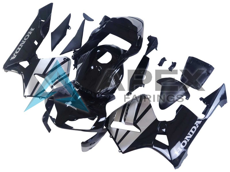 Silver Glossy Black - Honda CBR600RR (2003-2004) ABS Fairings | Apex Fairings — view 2