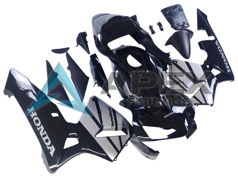 Silver Glossy Black - Honda CBR600RR (2003-2004) ABS Fairings | Apex Fairings — view 3