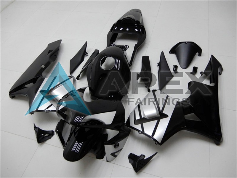 Silver Glossy Black Stripe - Honda CBR600RR (2003-2004) ABS Fairings | Apex Fairings — view 2