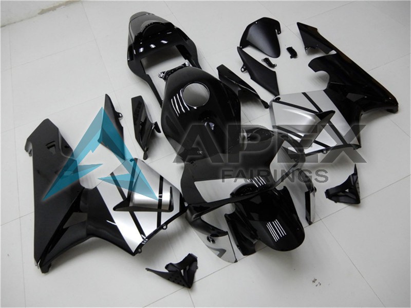 Silver Glossy Black Stripe - Honda CBR600RR (2003-2004) ABS Fairings | Apex Fairings — view 3