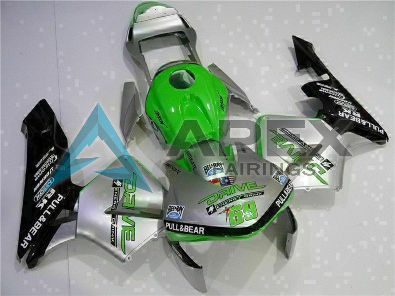 Silver Green Glossy Black - Honda CBR600RR (2003-2004) ABS Fairings | Apex Fairings — view 2