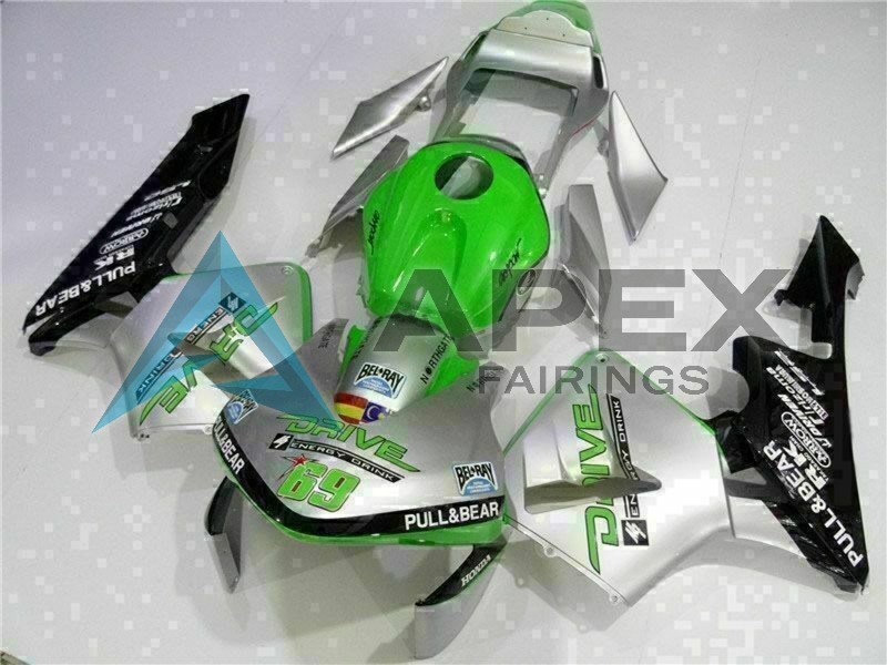 Silver Green Glossy Black - Honda CBR600RR (2003-2004) ABS Fairings | Apex Fairings — view 3