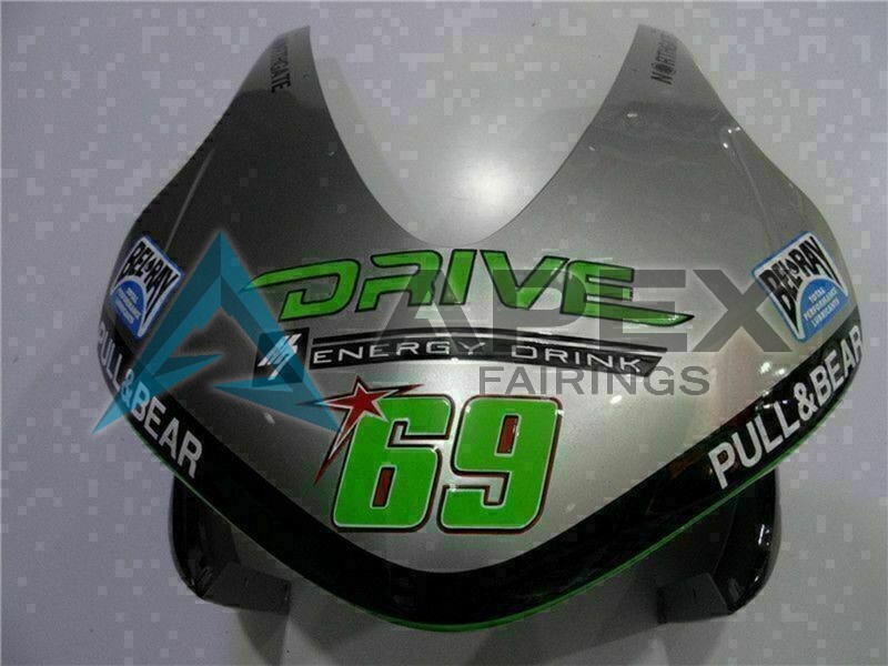 Silver Green Glossy Black - Honda CBR600RR (2003-2004) ABS Fairings | Apex Fairings — view 4