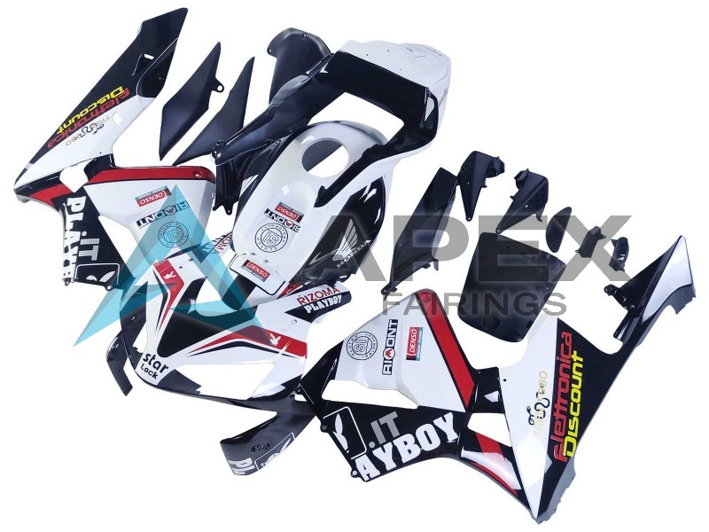 White Red Glossy Black DENSO Rimont - Honda CBR600RR (2003-2004) ABS Fairings | Apex Fairings — view 2
