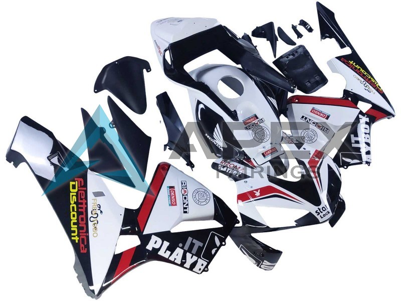 White Red Glossy Black DENSO Rimont - Honda CBR600RR (2003-2004) ABS Fairings | Apex Fairings — view 3