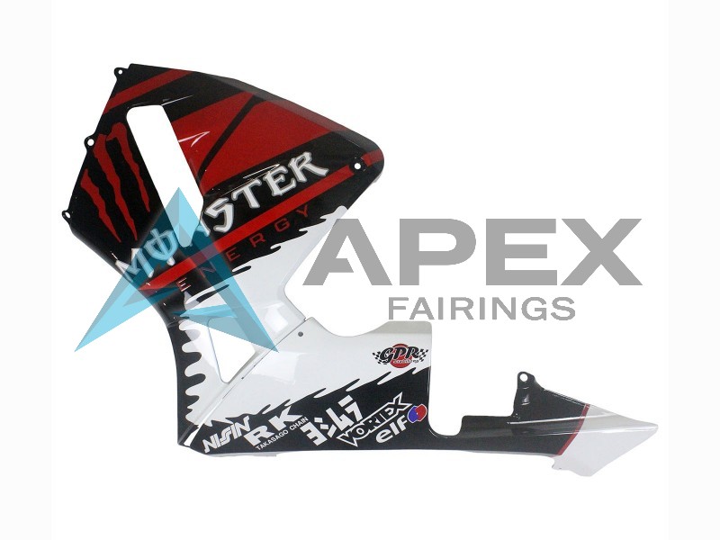 White Red Glossy Black Monster - Honda CBR600RR (2003-2004) ABS Fairings | Apex Fairings — view 3