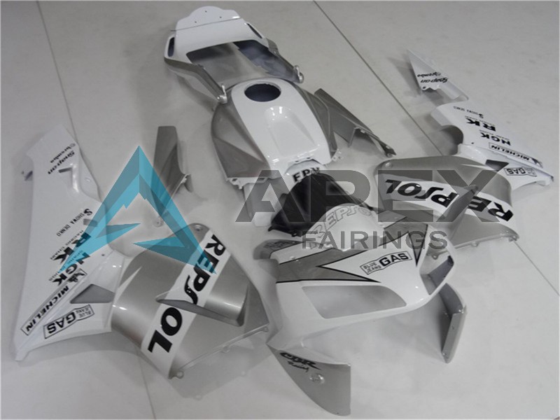 White Silver Black Repsol - Honda CBR600RR (2003-2004) ABS Fairings | Apex Fairings — view 2