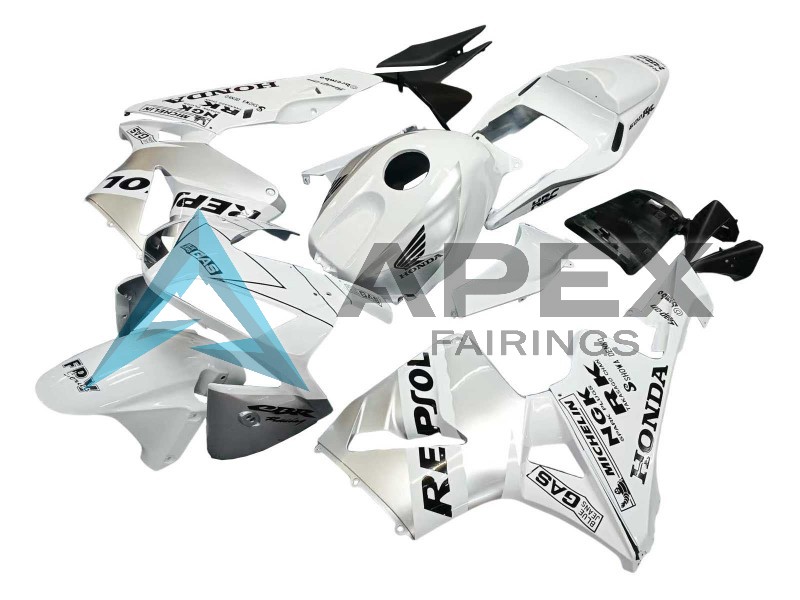 White Silver Black Repsol - Honda CBR600RR (2003-2004) ABS Fairings | Apex Fairings — view 3