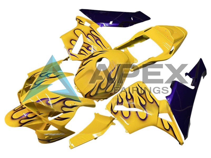 Yellow Black Flame - Honda CBR600RR (2003-2004) ABS Fairings | Apex Fairings — view 2