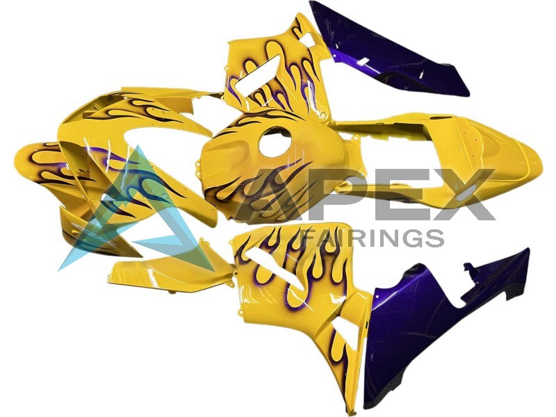 Yellow Black Flame - Honda CBR600RR (2003-2004) ABS Fairings | Apex Fairings — view 3