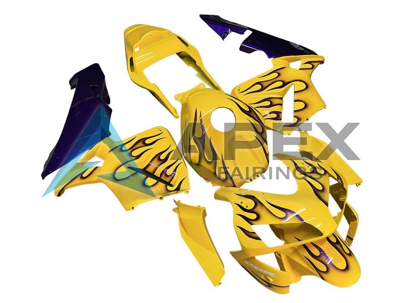 Yellow Black Flame - Honda CBR600RR (2003-2004) ABS Fairings | Apex Fairings — view 4