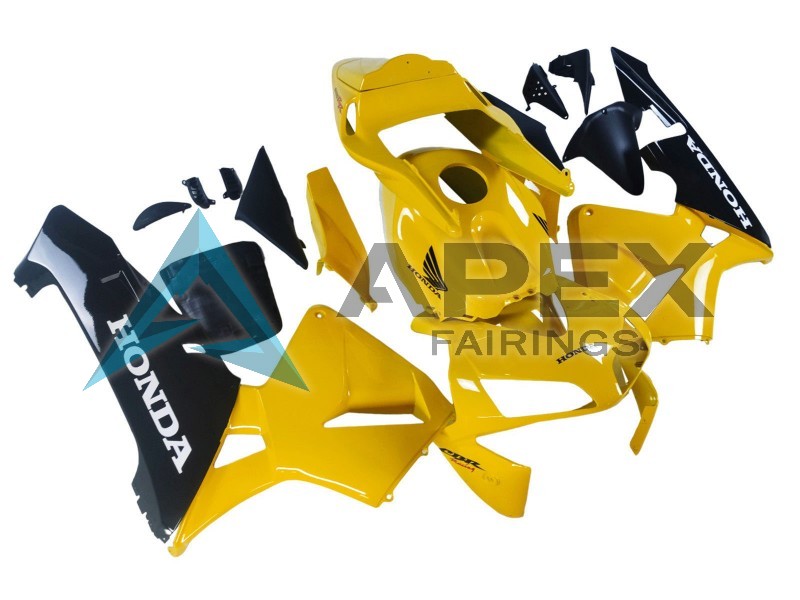 Yellow Glossy Black - Honda CBR600RR (2003-2004) ABS Fairings | Apex Fairings — view 2