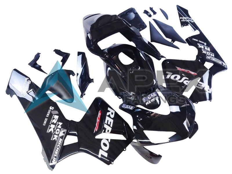 Glossy Black White Repsol - Honda CBR600RR (2003-2004) ABS Fairings | Apex Fairings — view 2
