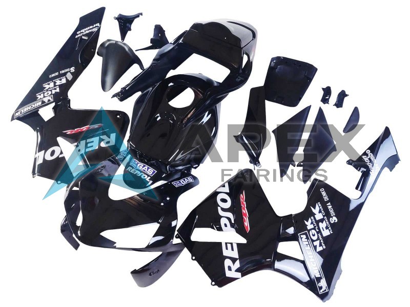 Glossy Black White Repsol - Honda CBR600RR (2003-2004) ABS Fairings | Apex Fairings — view 3