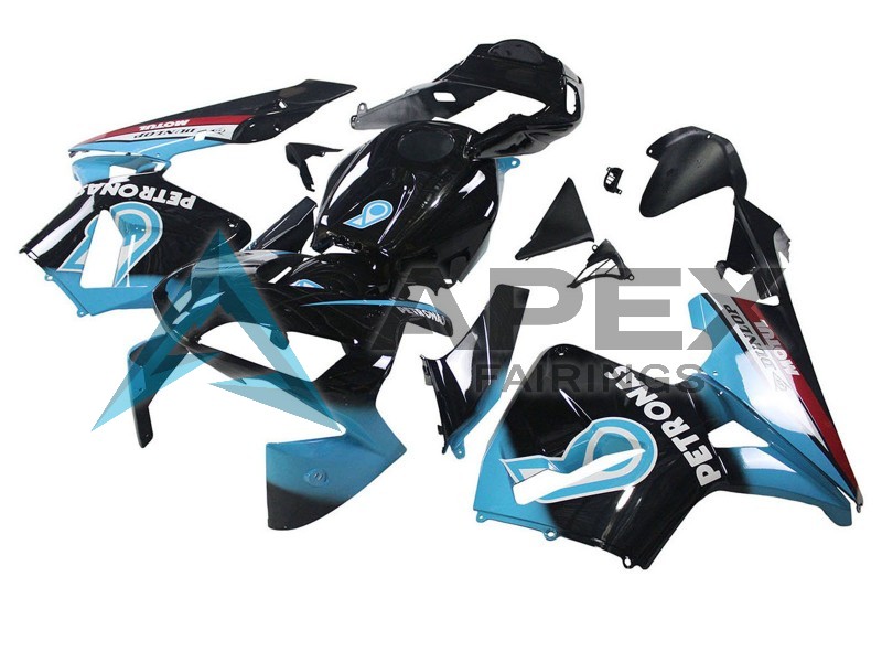 Light Blue Red Glossy Black Dunlop - Honda CBR600RR (2003-2004) ABS Fairings | Apex Fairings — view 2