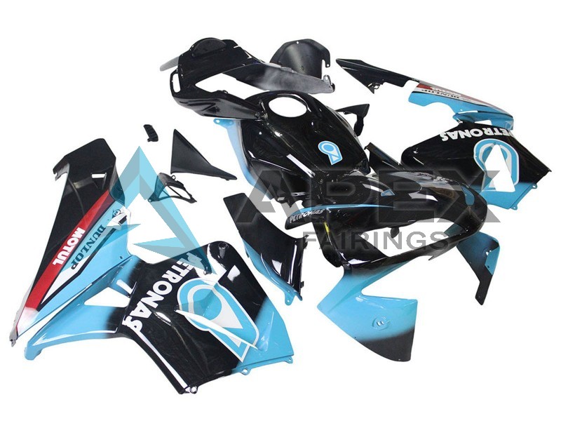 Light Blue Red Glossy Black Dunlop - Honda CBR600RR (2003-2004) ABS Fairings | Apex Fairings — view 3