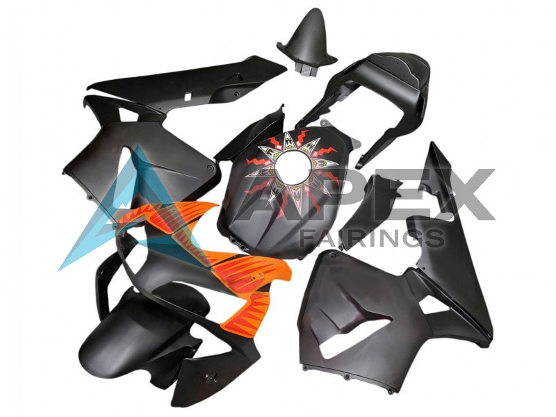 Matte Black Orange - Honda CBR600RR (2003-2004) ABS Fairings | Apex Fairings — view 4