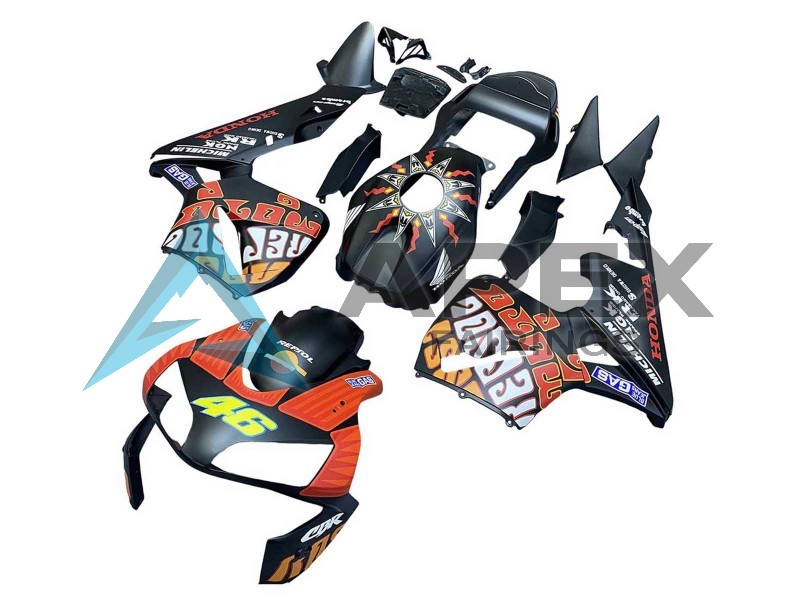 Matte Black Orange Repsol Rossi 46 - Honda CBR600RR (2003-2004) ABS Fairings | Apex Fairings — view 2