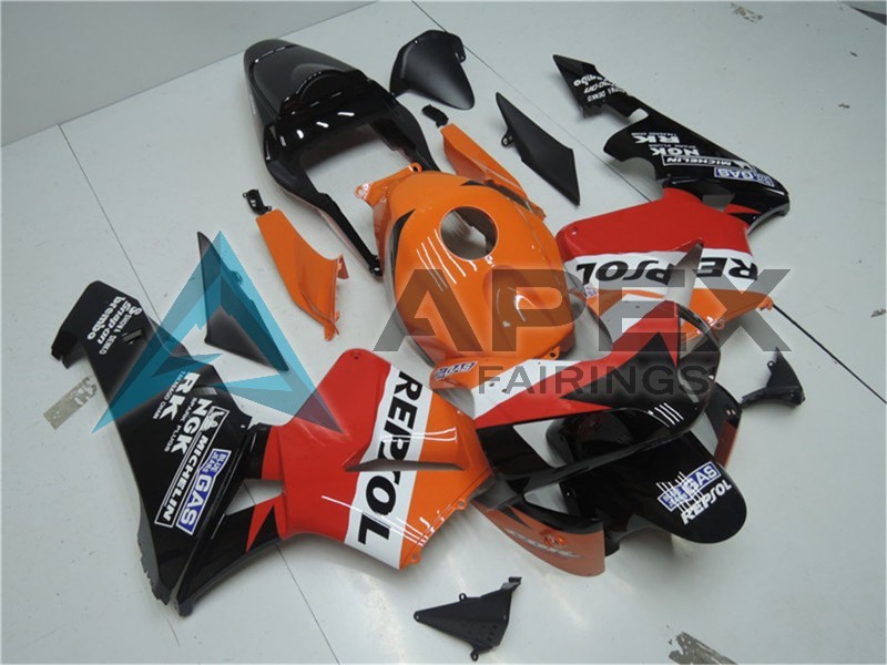 Orange White Red Glossy Black Repsol  - Honda CBR600RR (2003-2004) ABS Fairings | Apex Fairings — view 2