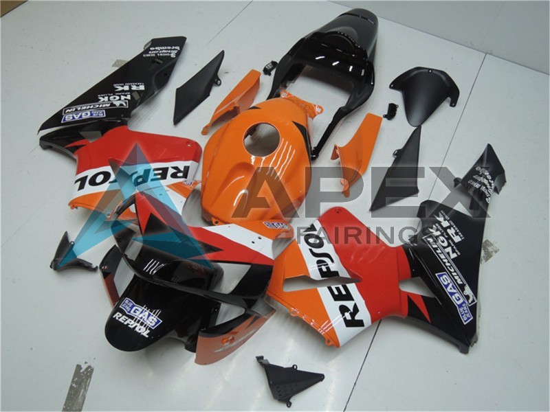 Orange White Red Glossy Black Repsol  - Honda CBR600RR (2003-2004) ABS Fairings | Apex Fairings — view 3
