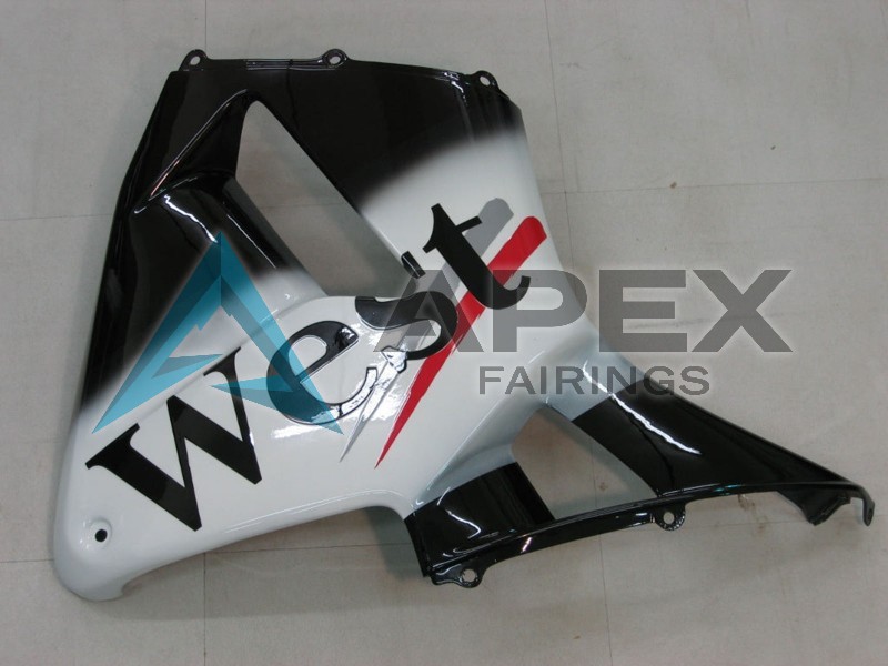 Glossy Black White West - Honda CBR600RR (2005-2006) ABS Fairings | Apex Fairings — view 4