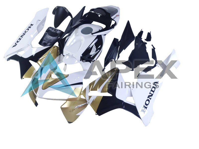 Gold White Black - Honda CBR600RR (2005-2006) ABS Fairings | Apex Fairings — view 2