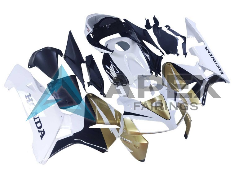 Gold White Black - Honda CBR600RR (2005-2006) ABS Fairings | Apex Fairings — view 3