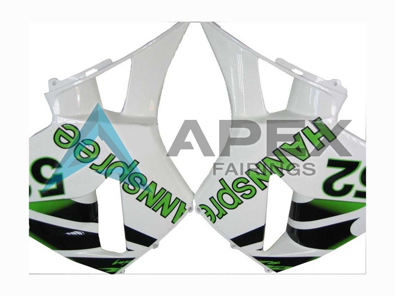 Green White Black hannspree 52 - Honda CBR600RR (2005-2006) ABS Fairings | Apex Fairings — view 3